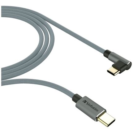 VERBATIM 120CM L-SHAPED TYPE-C to TYPE-C CABLE (PD60W & 480Mbps)- GREY #66759