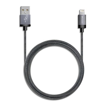 VERBATIM 120CM STEP-UP CHARGE &amp; SYNC USB TO LIGHTNING CABLE (BLACK) #65360