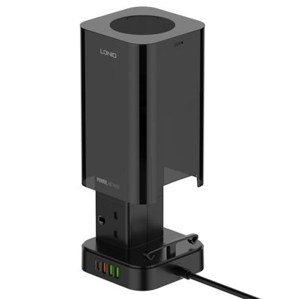 LDNIO (SKW6457) 3 OUTLETS POWER STRIP TOWER W/ WIRELESS CHARGER - 1 PD + QC + 2 USB-A PORT (UK)