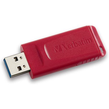 VERBATIM 64GB STORE N GO PINSTRIPE USB 3.0 DRIVE (RED) #66408