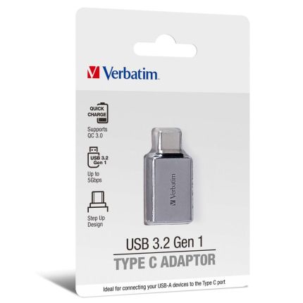 VERBATIM USB-C TO USB-A CONVERTER ADAPTER USB 3.2 GEN1 (GREY) - #66885