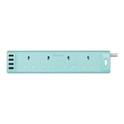 VERBATIM POWER STRIP 4 OUTLETS, 4 USB 17W 1.8M - (BLUE) #66687