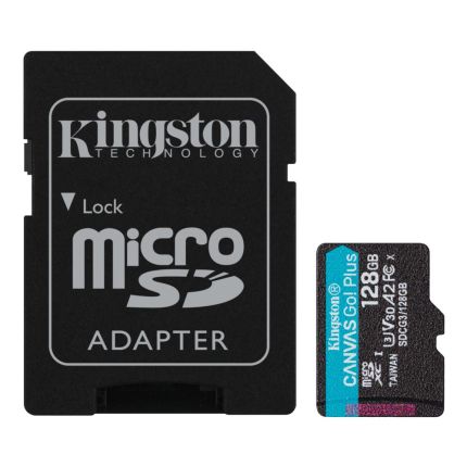 KINGSTON 128GB MICRO SD CANVAS GO PLUS CARD + ADP (SDCG3/128GB)