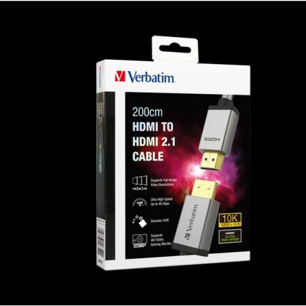 VERBATIM 200CM 8K HDMI 2.1 CABLE - GREY #66319