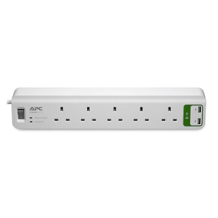 APC 5 OUTLET 2.4A 2-PORT USB SURGE PROTECTOR PM5U-UK