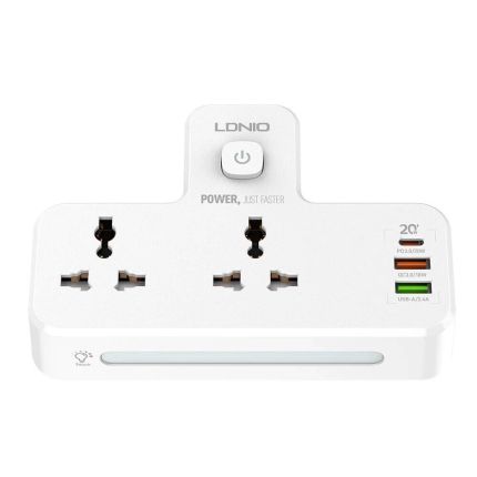 LDNIO 2 UNI OUTLETS POWER STRIP - 1 PD + QC +USB-A W/ NIGHTLAMP (SC2311)