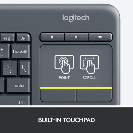 LOGITECH K400 PLUS WIRELESS TOUCH KEYBOARD WITH TOUCH PAD-BLACK