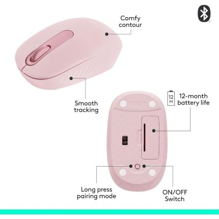 LOGITECH M196 BLUETOOTH MOUSE - ROSE