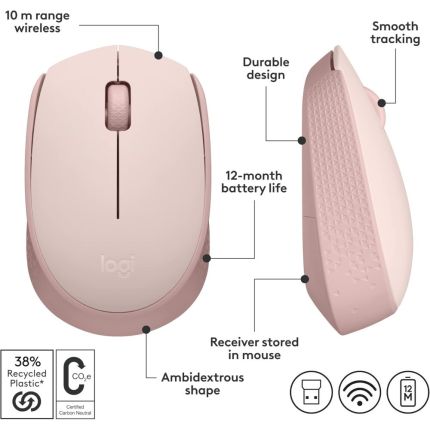 LOGITECH M171 WIRELESS MOUSE - ROSE