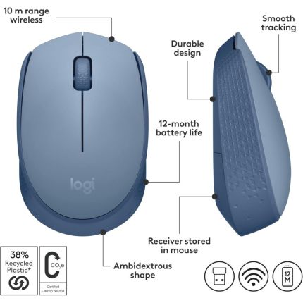 LOGITECH M171 WIRELESS MOUSE - BLUE GREY