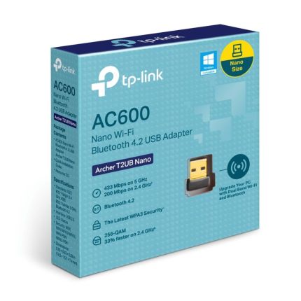 TPLINK ARCHER T2UB NANO AC600 USB2.0 ADAPTER WITH BLUETOOTH 4.2v