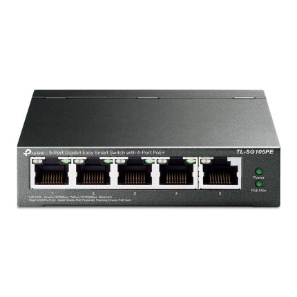 TPLINK TL-SG105PE 5-PORT GIGABIT EASY SMART POE SWITCH WITH 4-PORT POE+