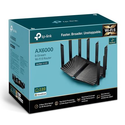 TPLINK ARCHER AX80 AX6000 8-STREAM WI-FI 6 ROUTER WITH 2.5G PORT