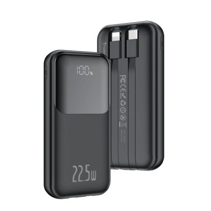 TRUSMI 10,000mAH 22.5W ULTRA MINI DIGITAL WITH L+C CABLE POWER BANK (PB06-011) - BLACK