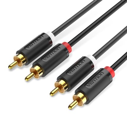 VENTION 2M 2RCA MALE TO MALE AUDIO CABLE - BLACK METAL TYPE ( #VAB-R06-B200 )