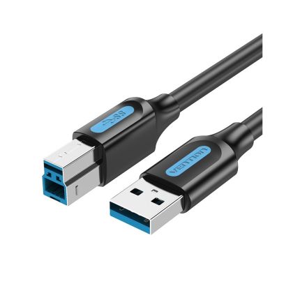 VENTION 1.5M USB 2.0 A MALE TO B MALE CABLE - BLACK PVC TYPE ( #COOBG )