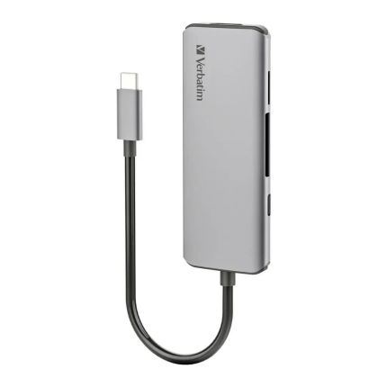 VERBATIM 7-IN-1 USB, HDMI HUB WITH 100W PD 3.0 CHARGING &amp; SD/MICROSD CARD READER TYPE-C HUB WITH HDMI, TYPE-C PD 100W, USB3.0 x 3 &amp; SD/MICROSD CARD READER (GREY)- #66448