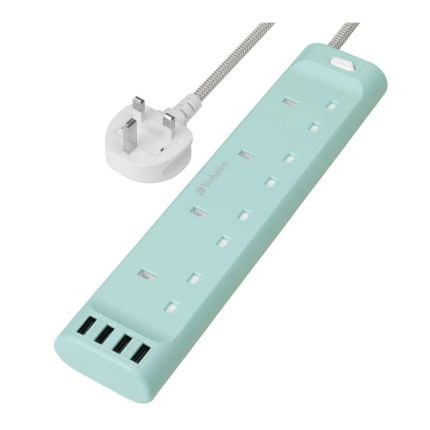 VERBATIM POWER STRIP 4 OUTLETS, 4 USB 17W 1.8M - (BLUE) #66687