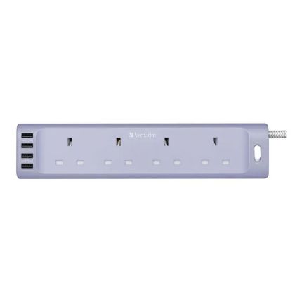 VERBATIM POWER STRIP 4 OUTLETS, 4 USB 17W 1.8M - (PURPLE) # 66688