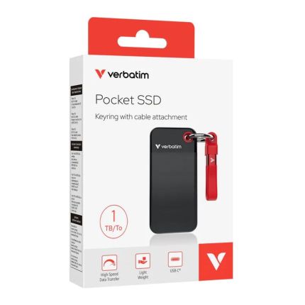 VERBATIM 1TB POCKET SSD USB 3.2 GEN 2 -BLACK/RED #32192